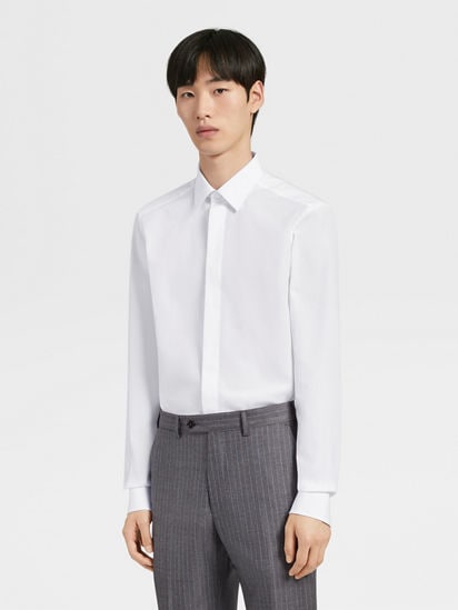 White Trofeo™ Comfort Cotton Long-sleeve Tailoring Shirt