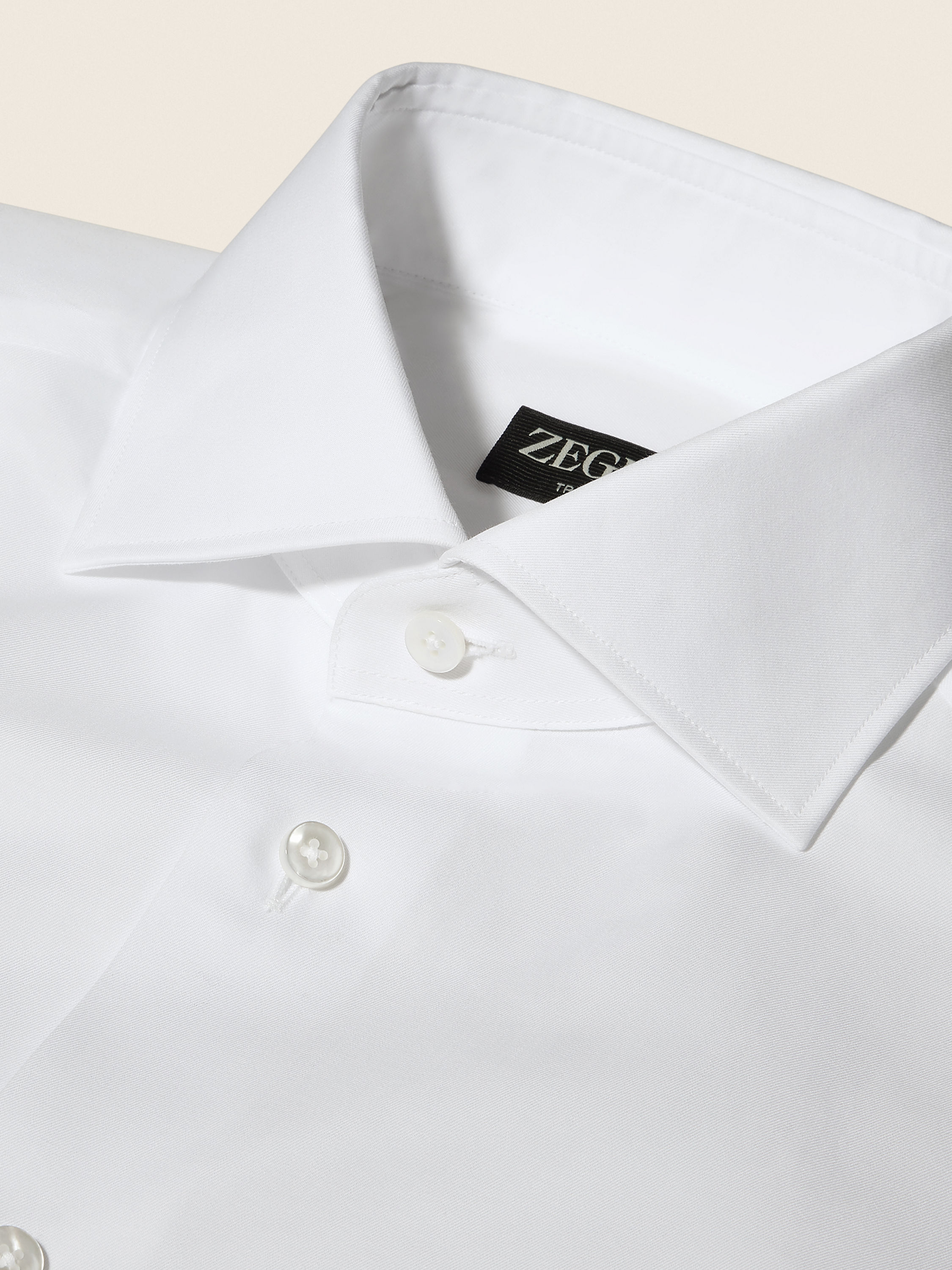 White Trofeo™ 600 Cotton and Silk Long-sleeve Tailoring Shirt Product detail photo #2