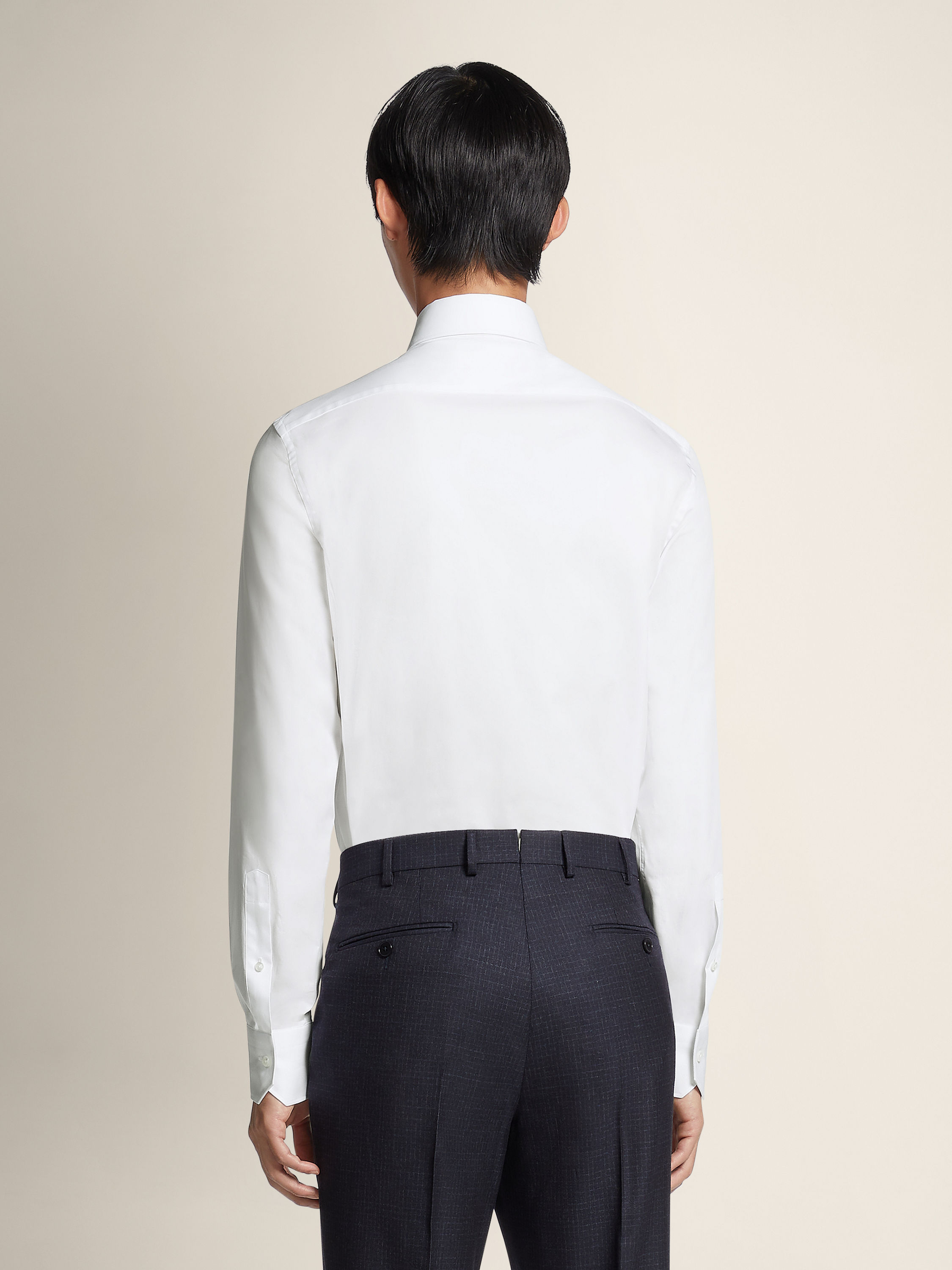 White Trofeo™ 600 Cotton and Silk Long-sleeve Tailoring Shirt Product detail photo #3
