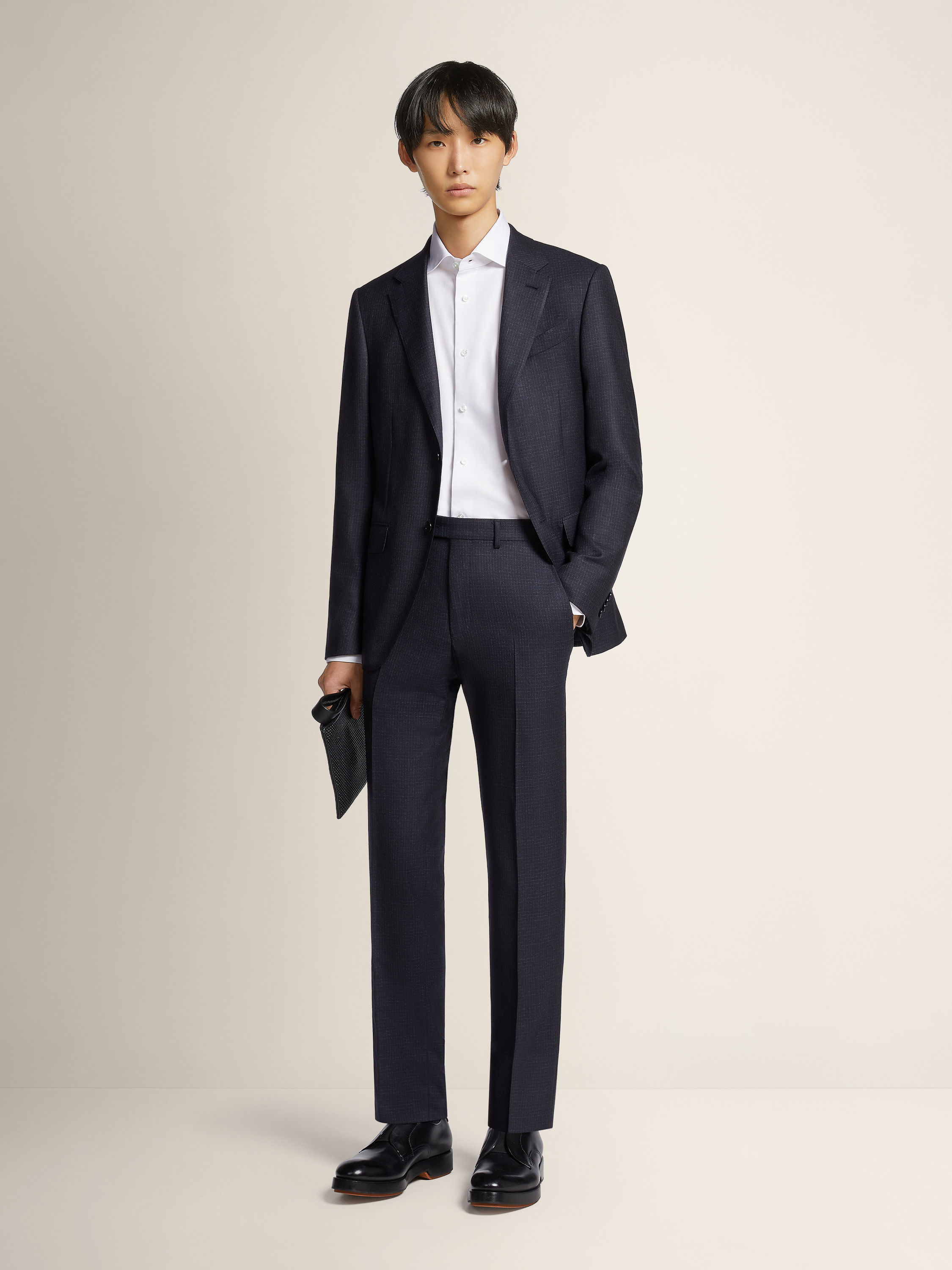 White Trofeo™ 600 Cotton and Silk Long-sleeve Tailoring Shirt Product detail photo #4