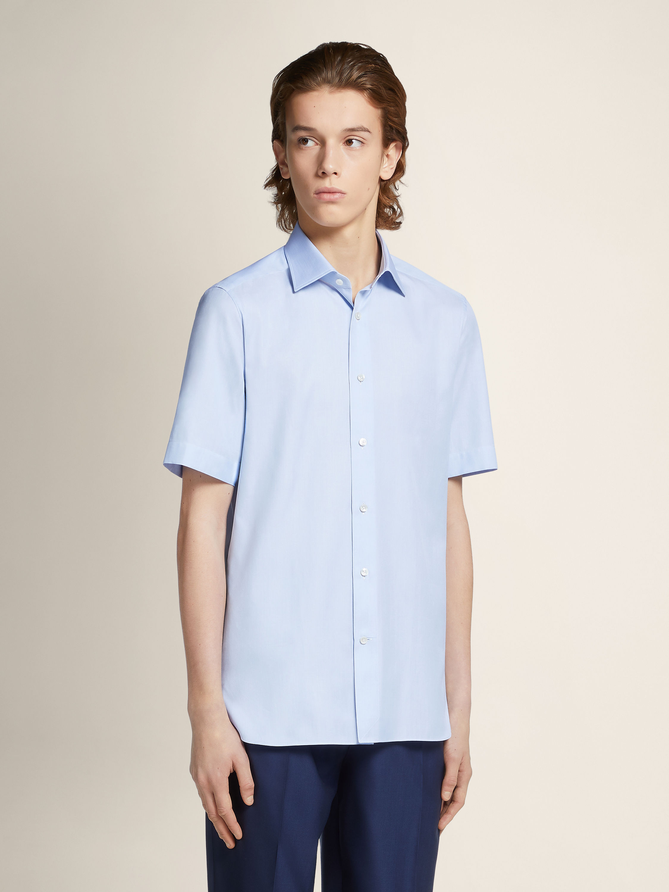 Light Blue Trofeo™ 600 Cotton and Silk Shirt Product detail photo #1