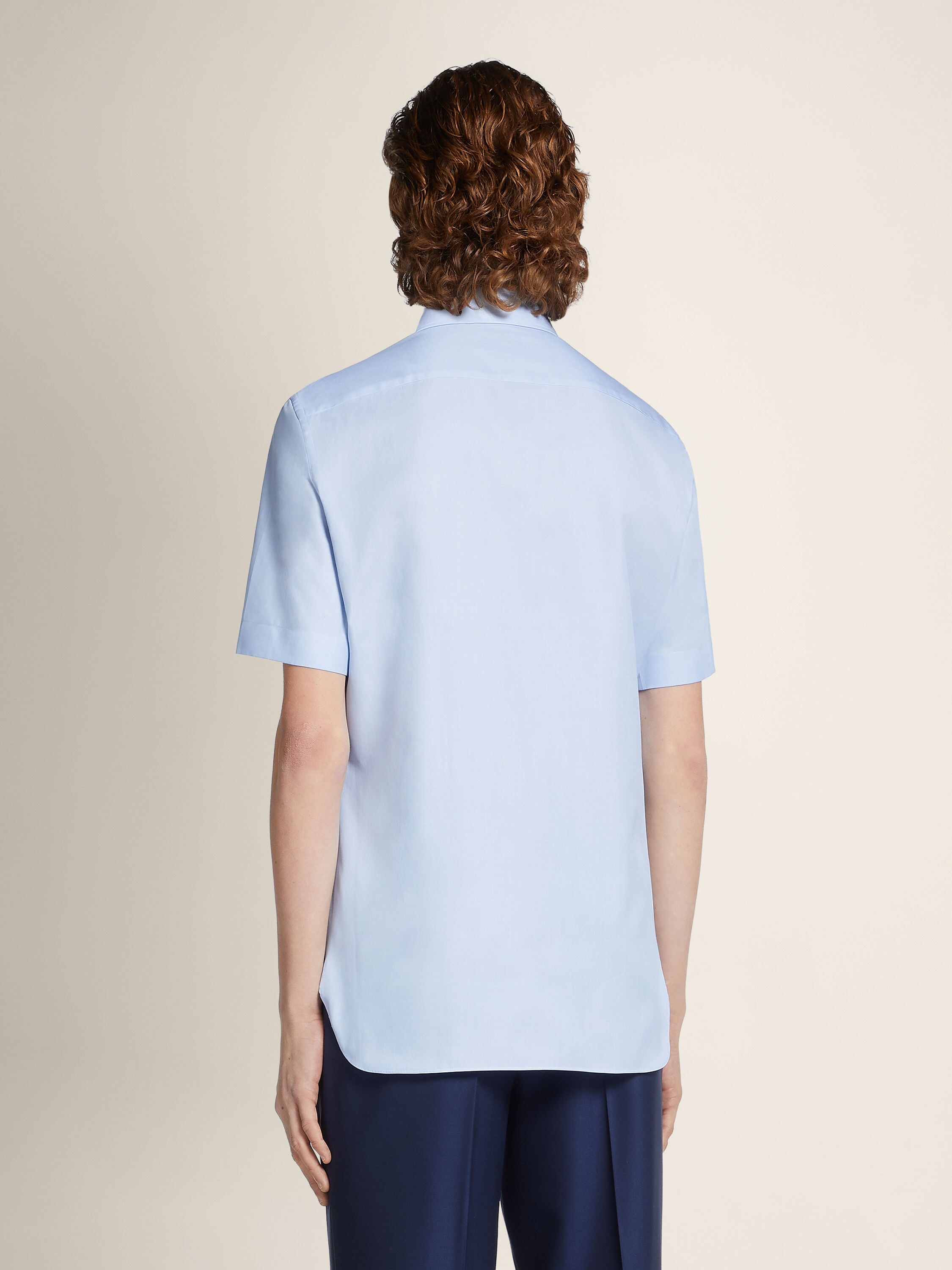 Light Blue Trofeo™ 600 Cotton and Silk Shirt Product detail photo #3