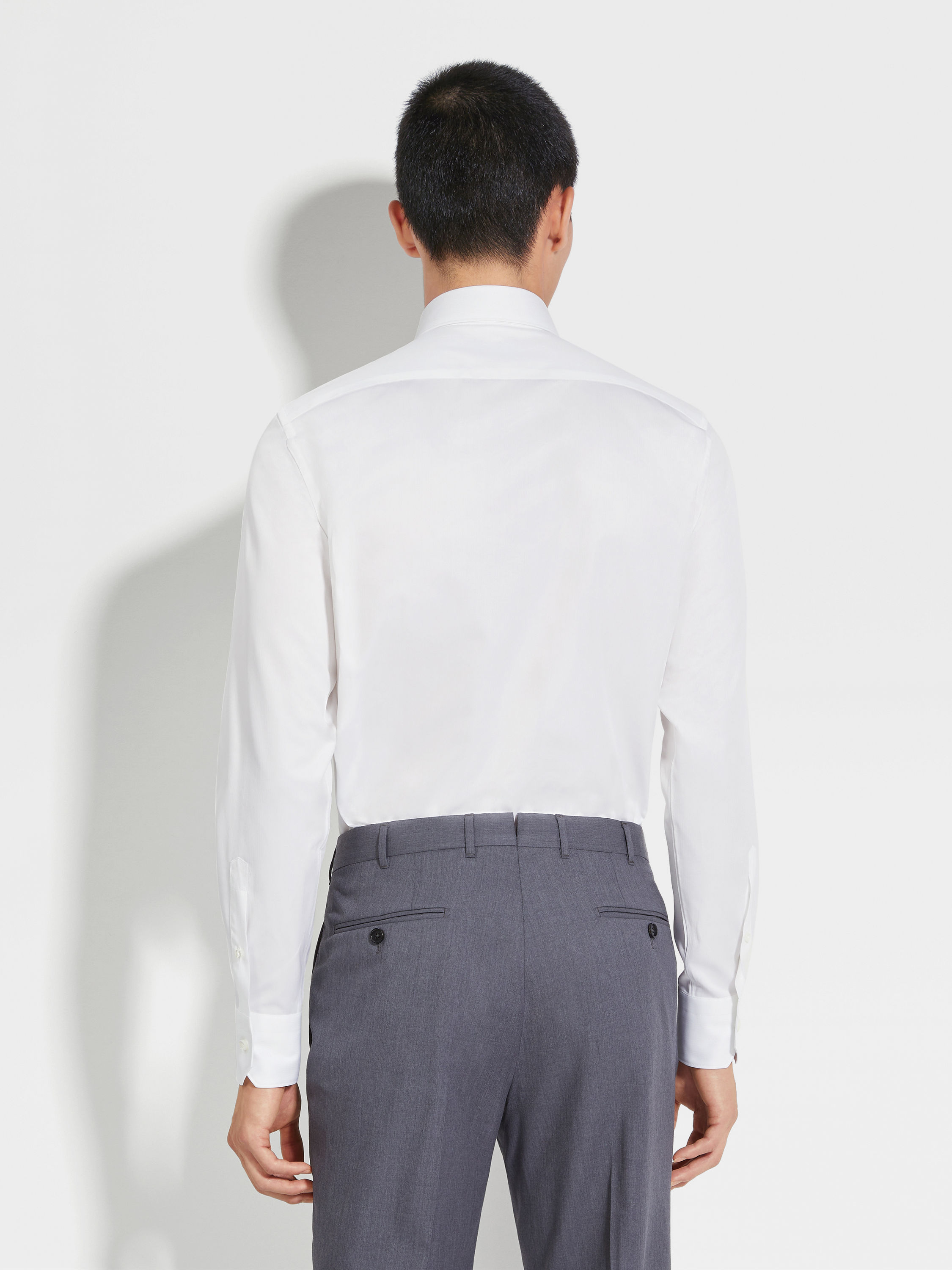 White Structured Micro-striped Trecapi Cotton Shirt Product detail photo #3