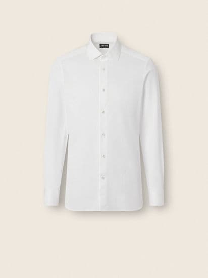White Structured Micro-striped Trecapi Cotton Shirt FW25 22447963