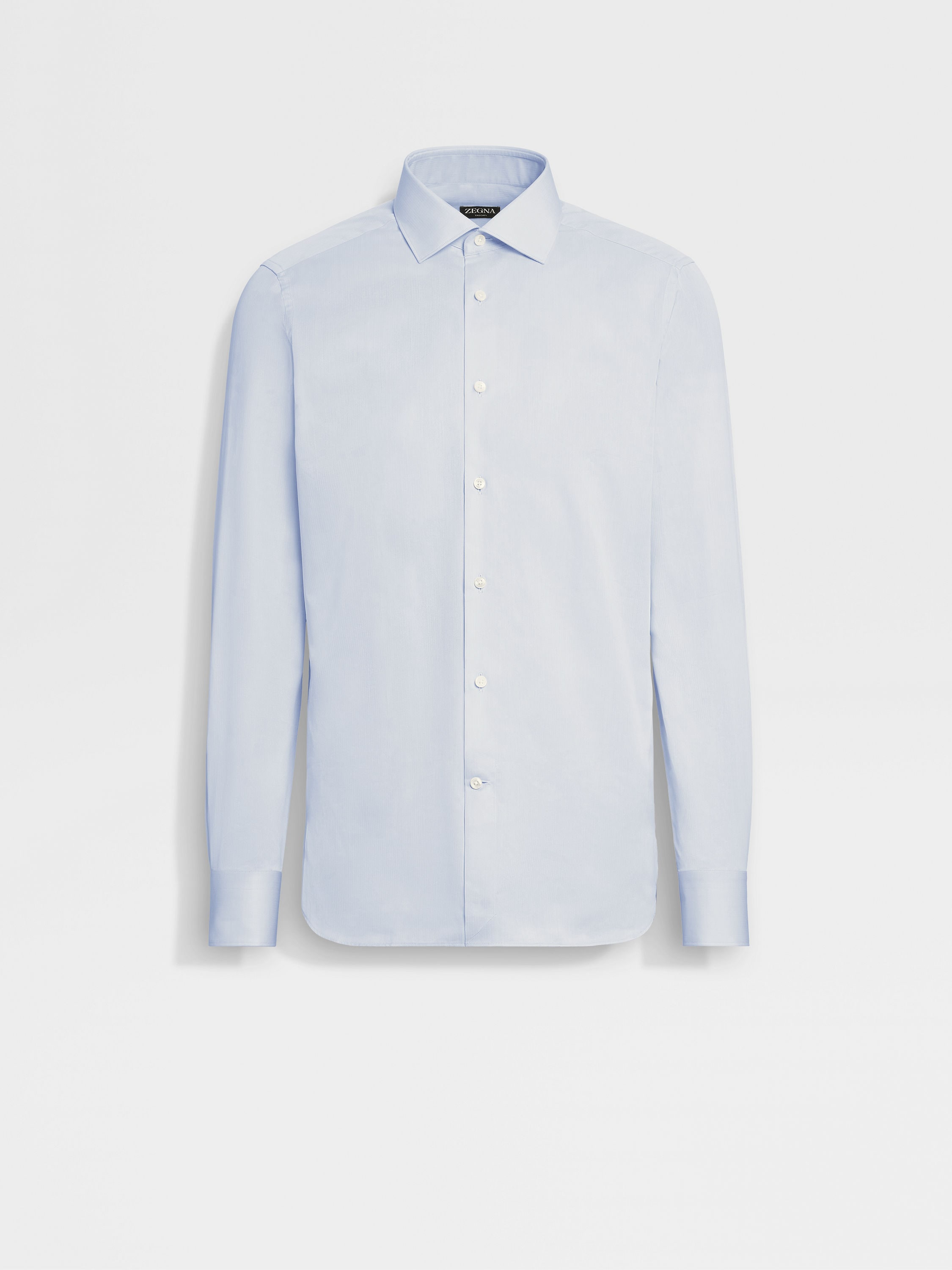 Camicia in Cotone Trecapi a Righe Fini Strutturate Celeste Foto principale del prodotto