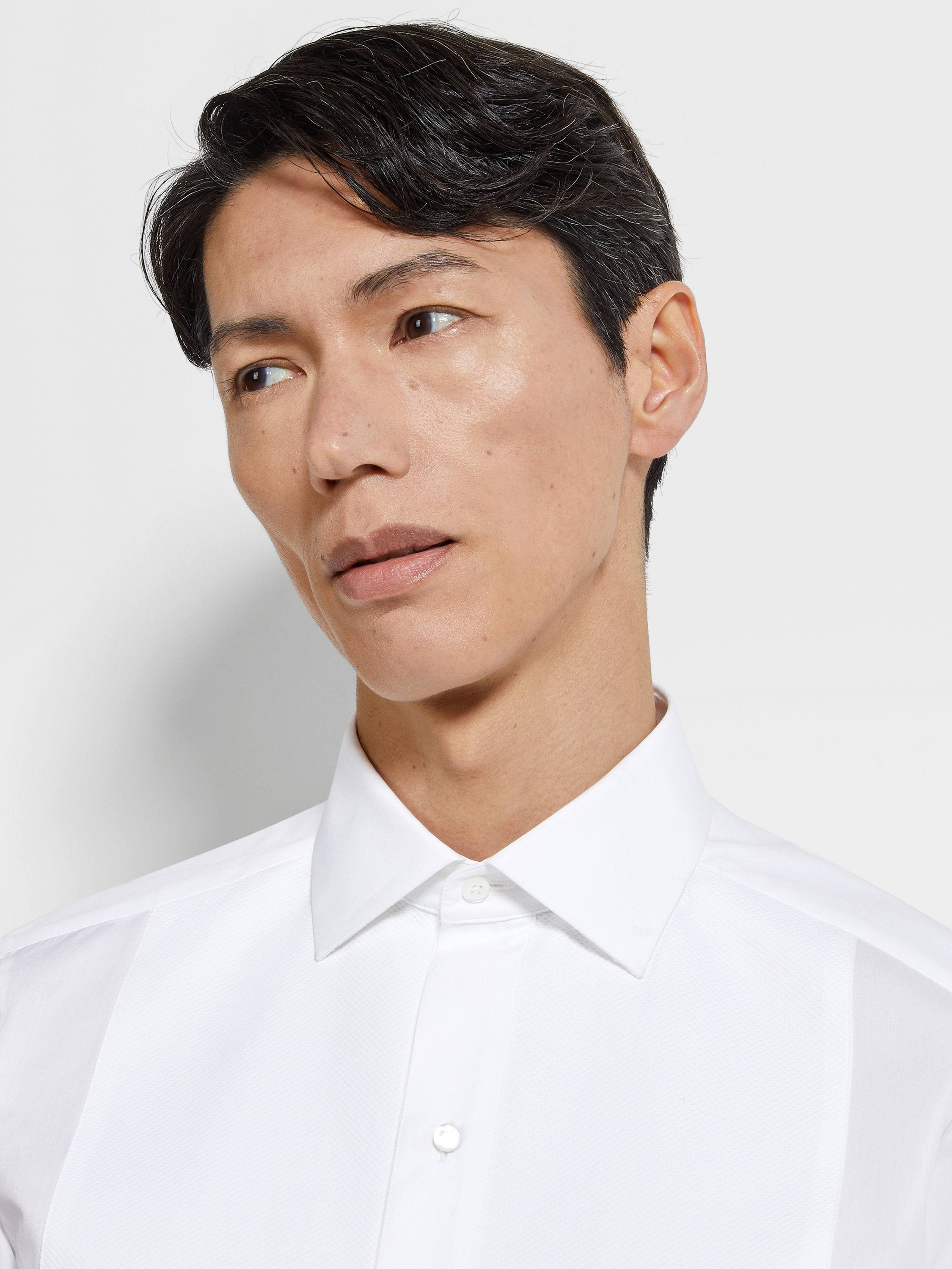 Optical White Cotton Tuxedo Shirt Product detail photo #2