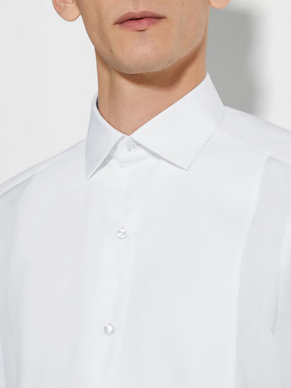 Zegna male Optical White Cotton Tuxedo Shirt Optical White 39