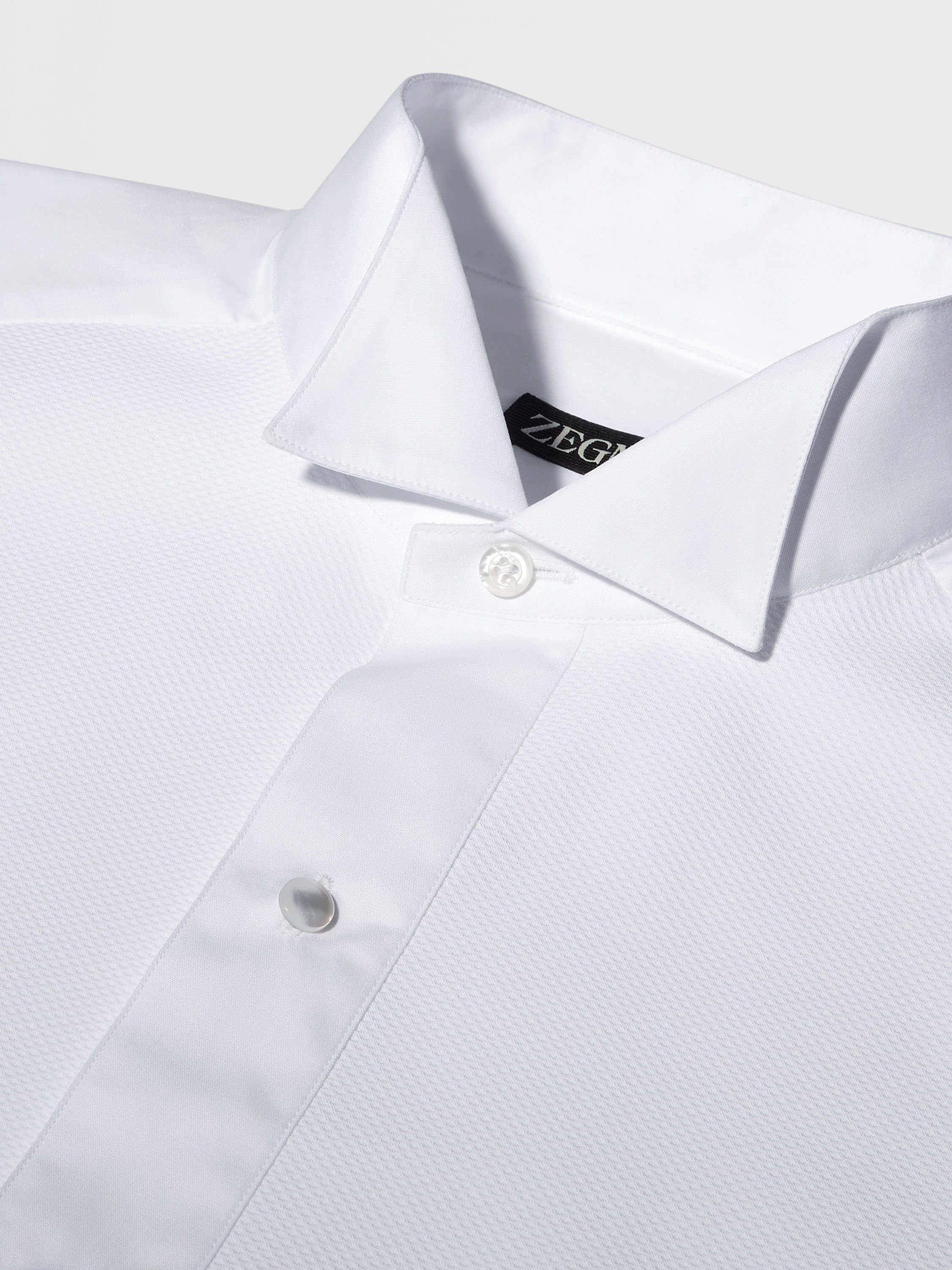 Optical White Cotton Tuxedo Shirt Product detail photo #2