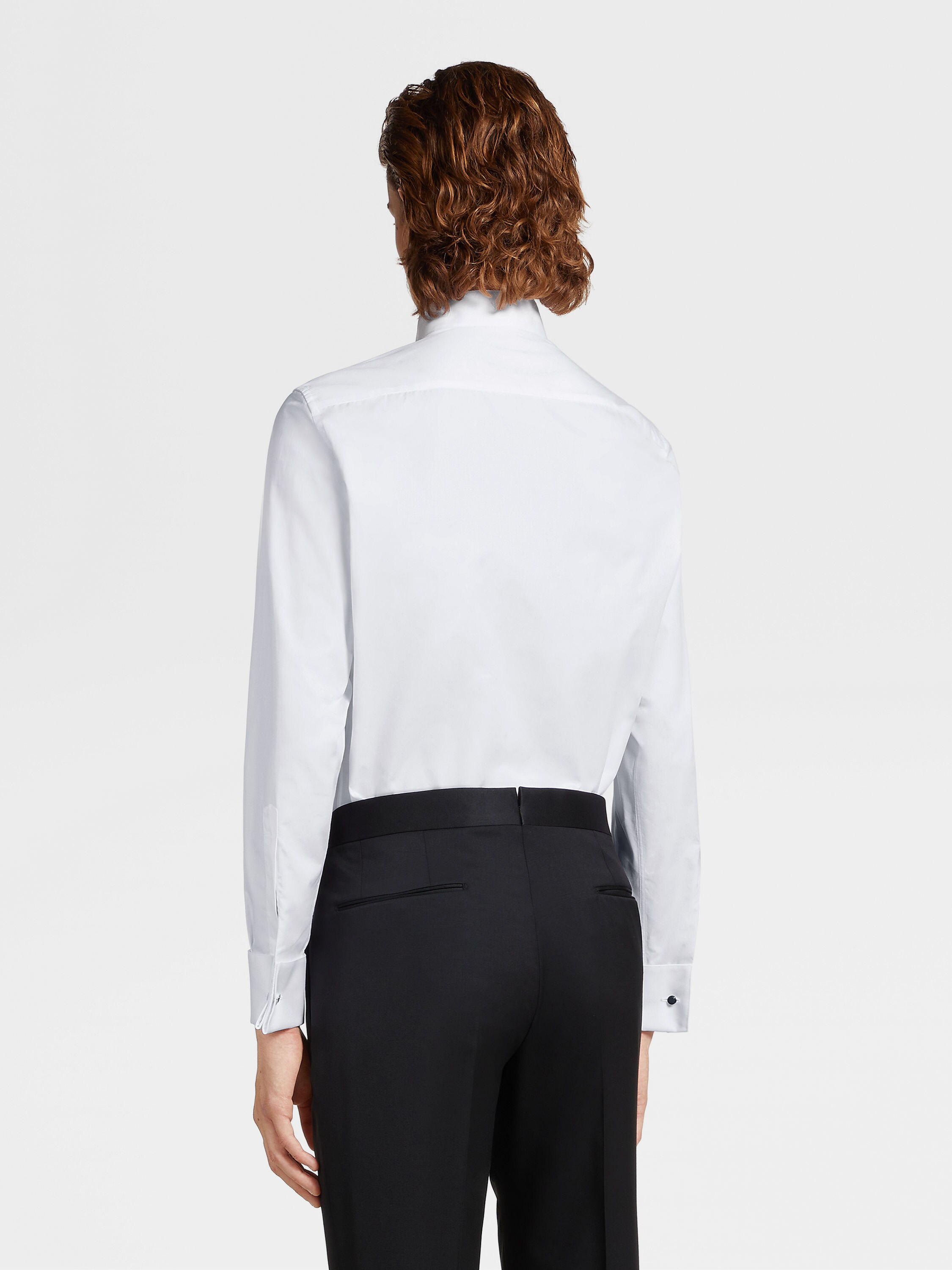 Optical White Cotton Tuxedo Shirt Product detail photo #3