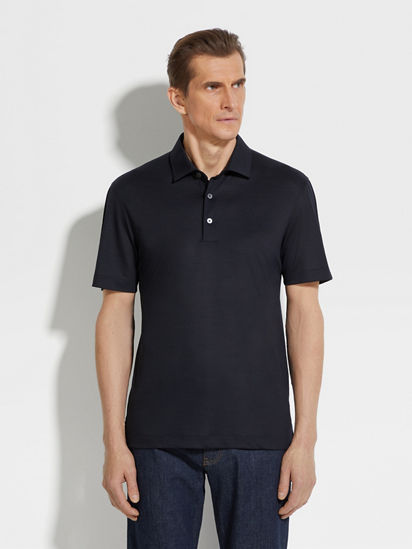 Navy Blue High Performance™ Wool Piquet Polo Shirt SS25