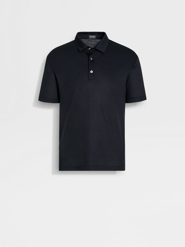Navy Blue High Performance™ Wool Piquet Polo Shirt Main product photo