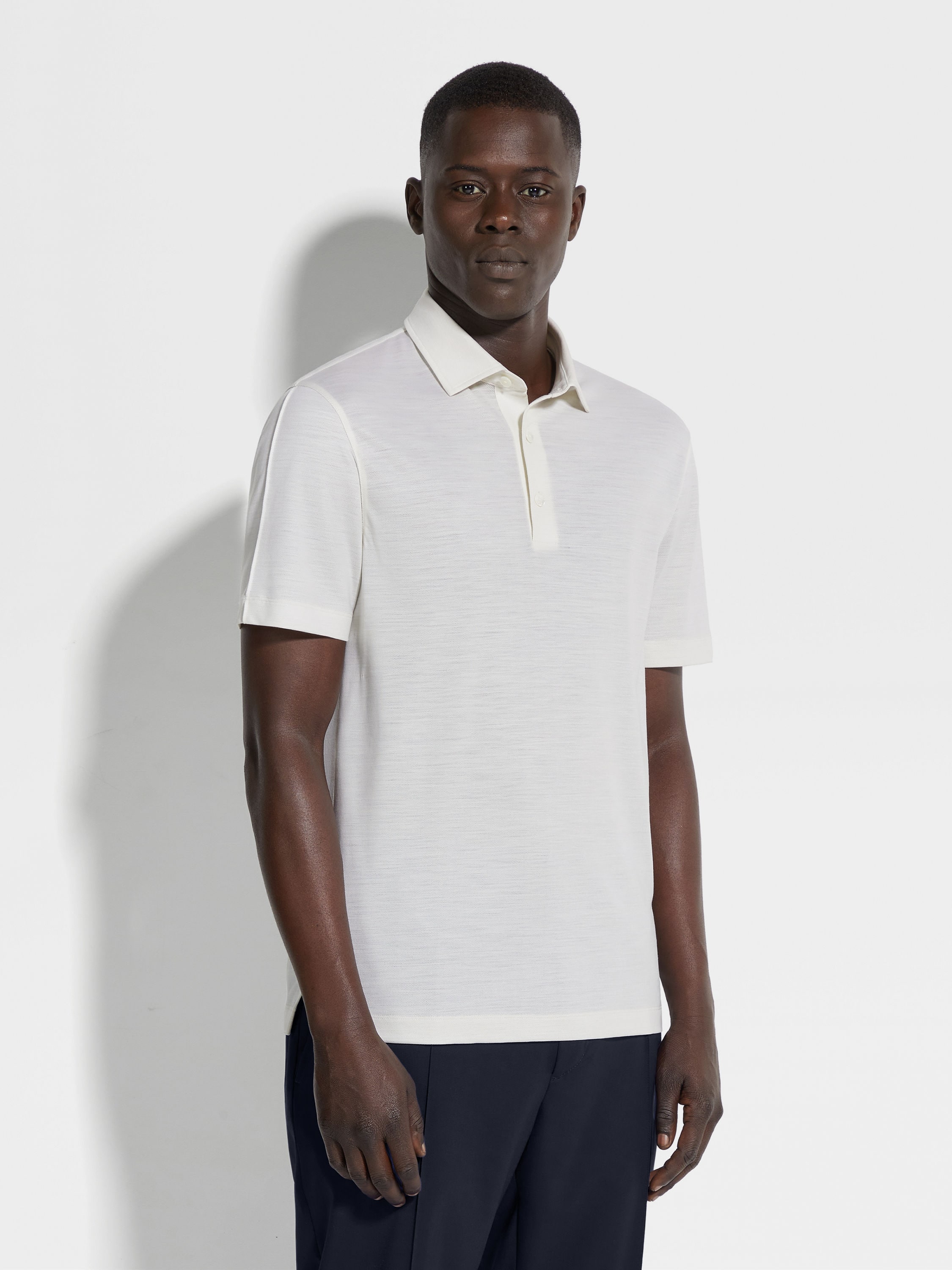 White High Performance™ Wool Piquet Polo Shirt Product detail photo #3