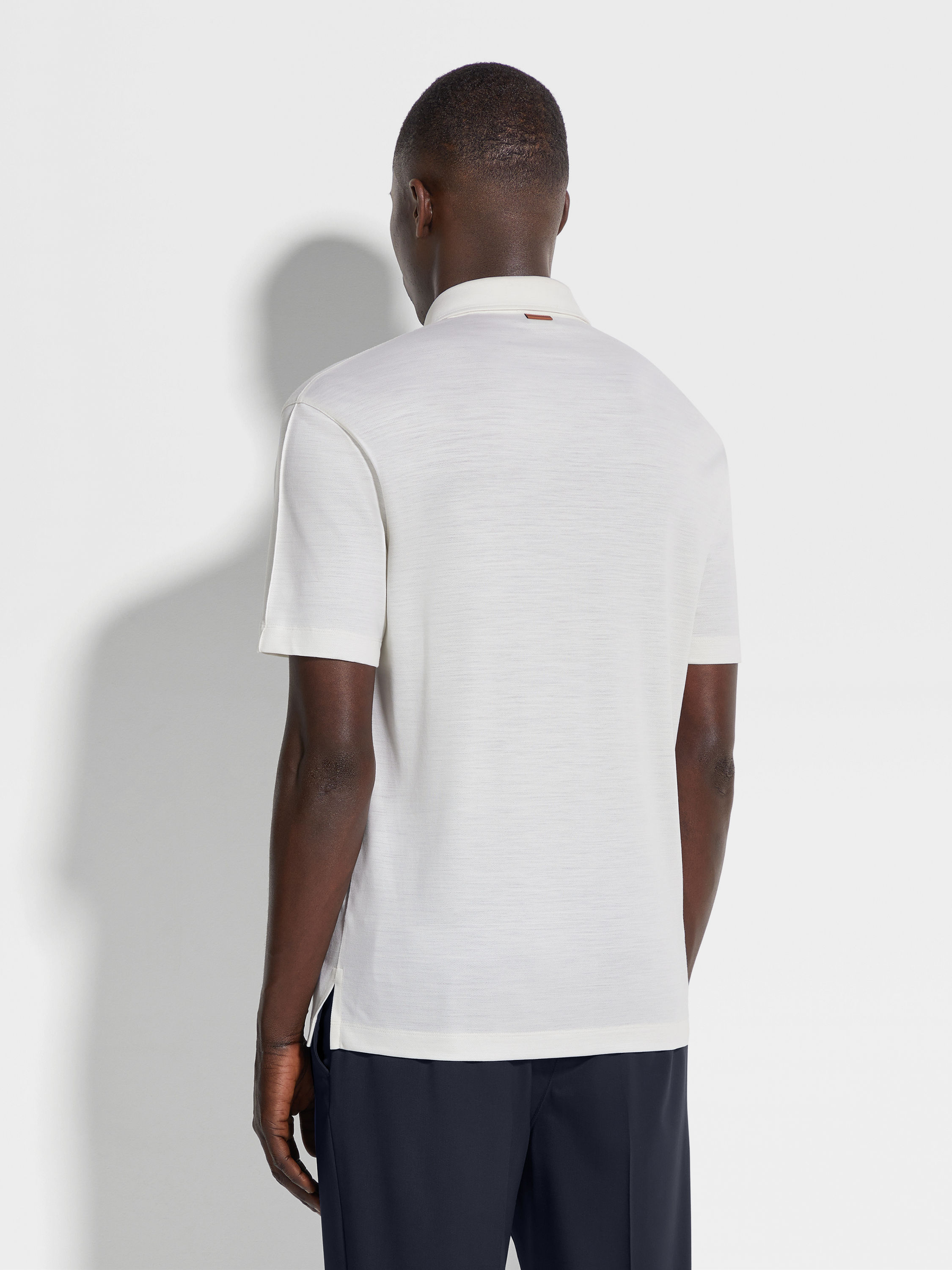 White High Performance™ Wool Piquet Polo Shirt Product detail photo #4