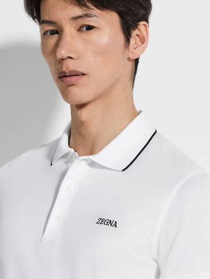 Optical White Stretch Cotton Polo Shirt SS25 25729594 | Zegna CH Optical White Stretch Cotton Polo Shirt SS25 25729594 | Zegna CH