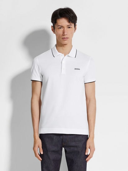 Optical White Stretch Cotton Polo Shirt SS25 25729594 | Zegna CH Optical White Stretch Cotton Polo Shirt SS25 25729594 | Zegna CH