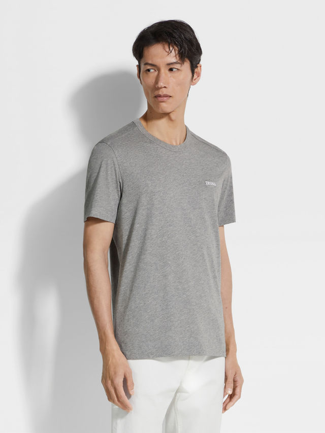 T-Shirt en Coton Gris Chiné Photo #3 de détail du produit