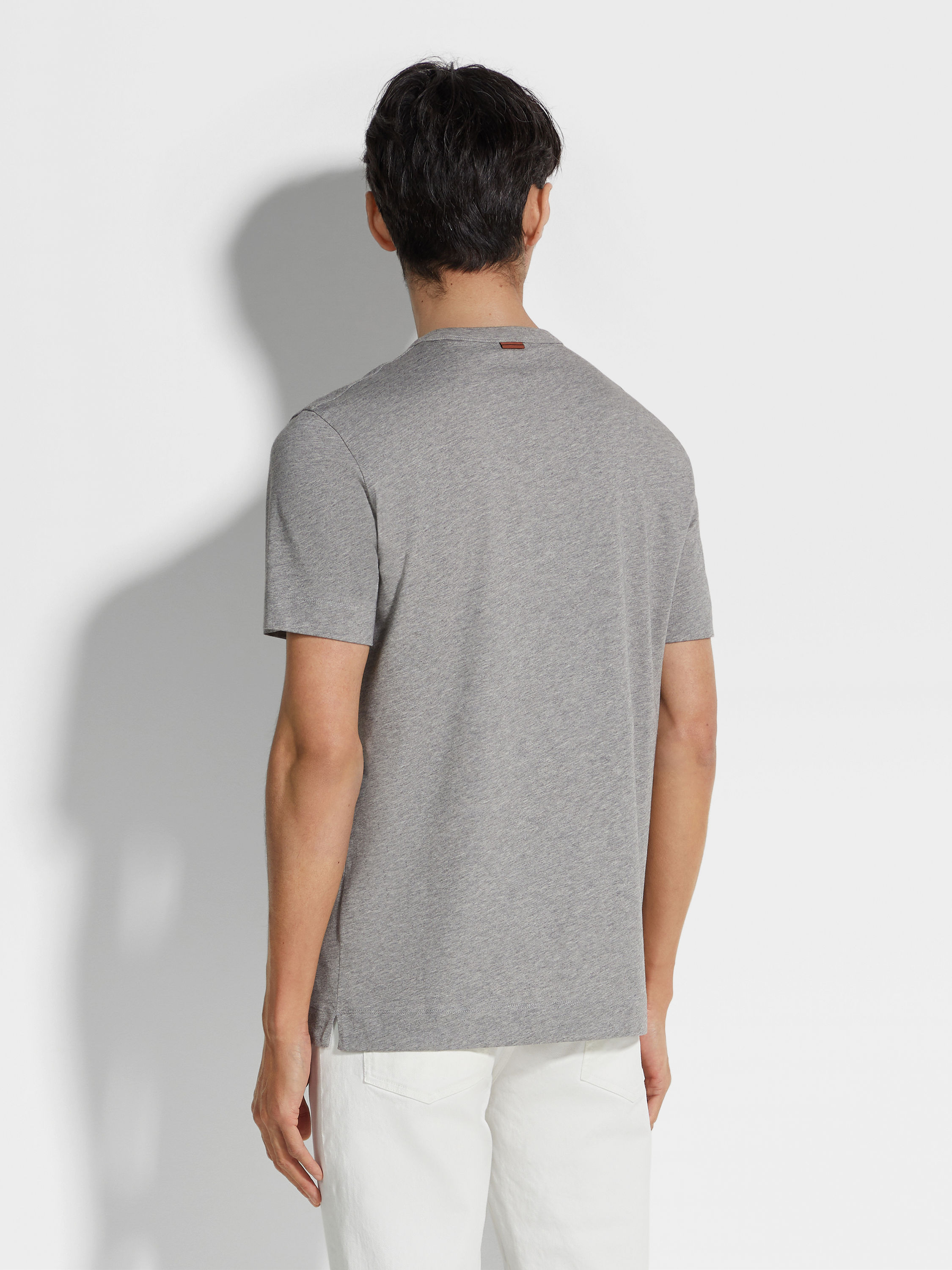 Grey Mélange Cotton T-shirt Product detail photo #4