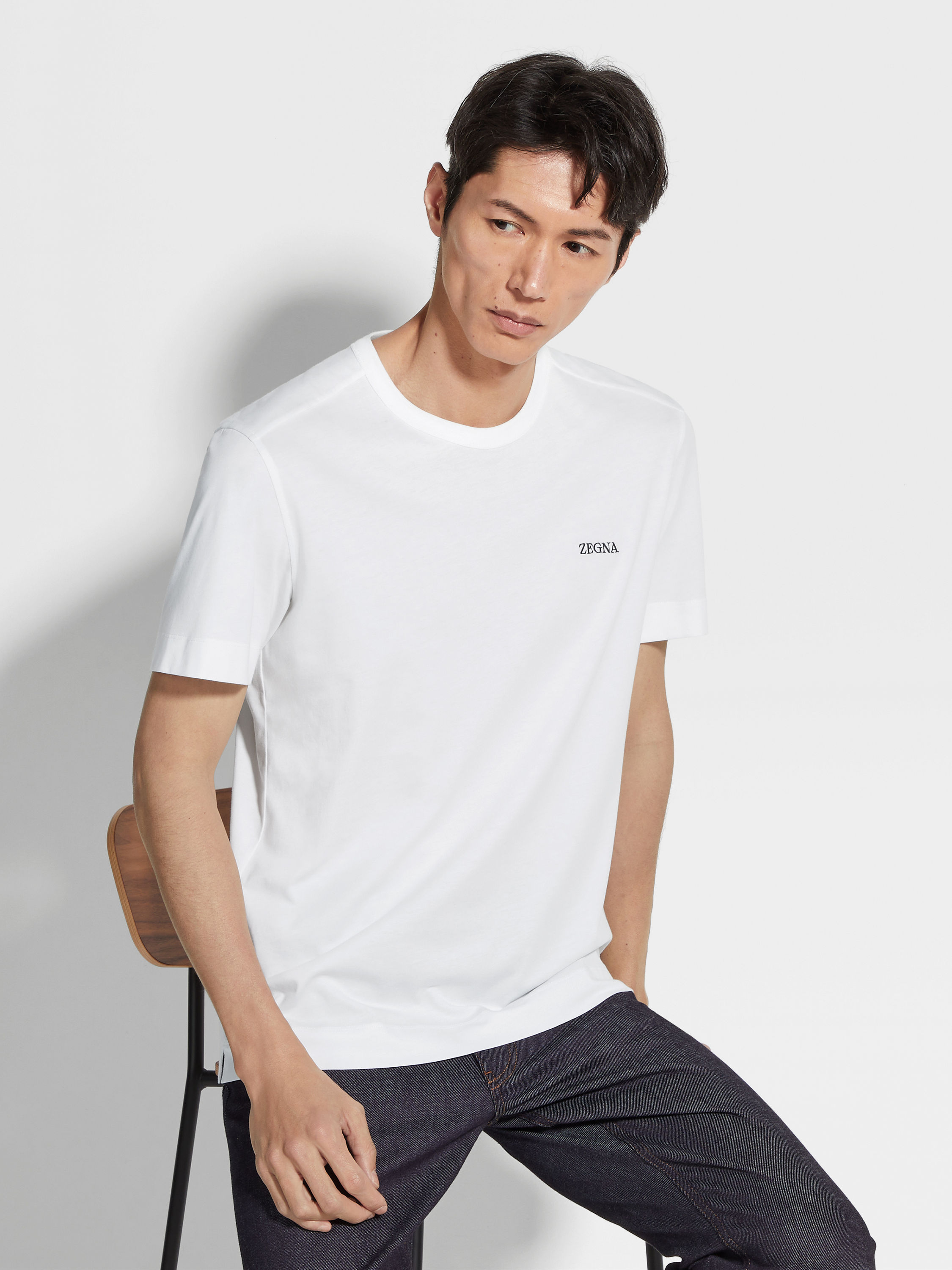 Optical White Cotton T-shirt Product detail photo #2