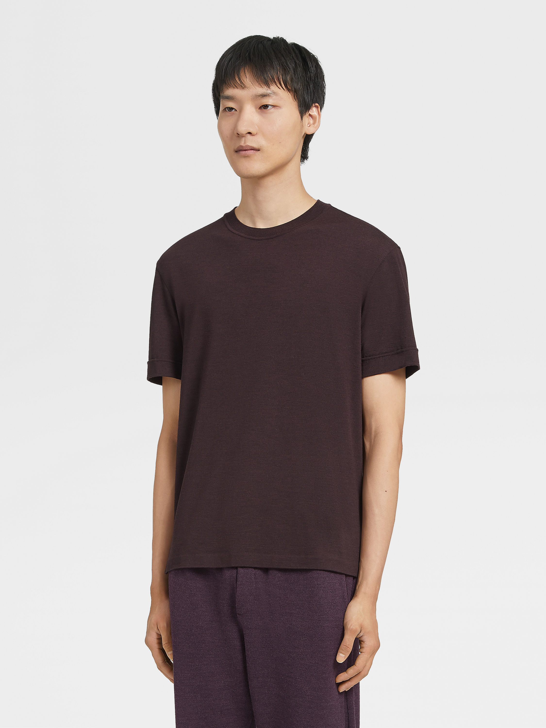 Burgundy Mélange 12milmil12 Wool T-shirt Product detail photo #1