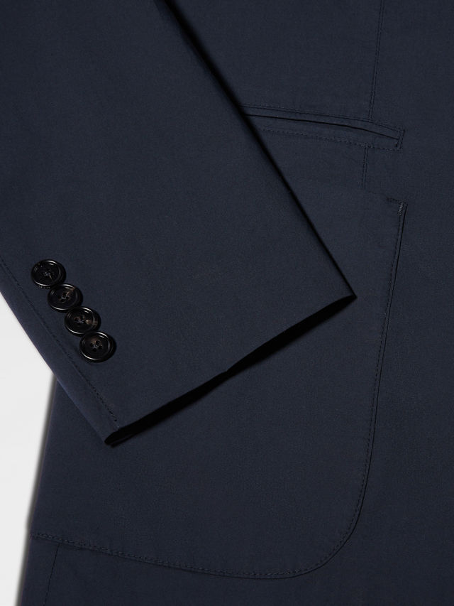 Navy Blue Stretch Cotton Blazer Product detail photo #2