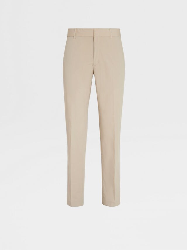 Pantalones de Algodón Elástico Color Beige Foto principal del producto