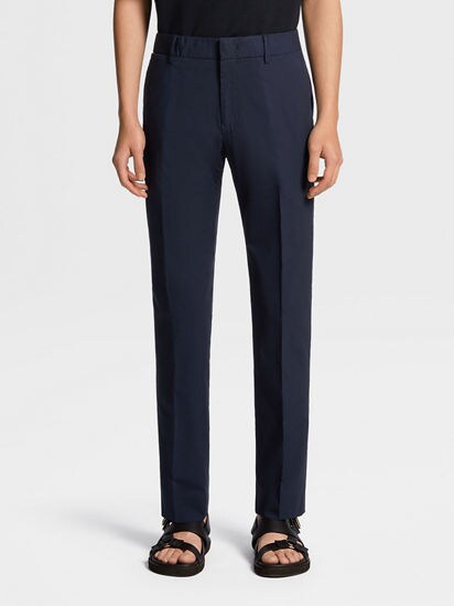Navy Blue Stretch Cotton Pants