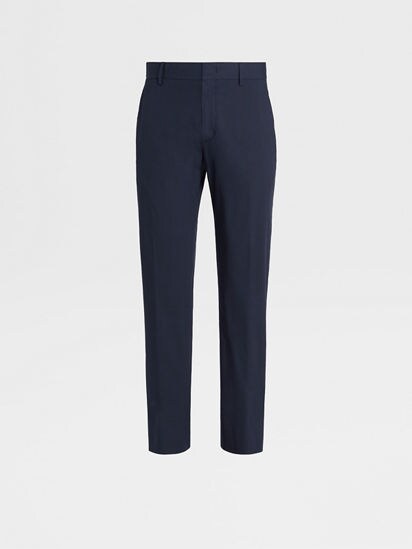 Navy Blue Stretch Cotton Pants SS24 26557431