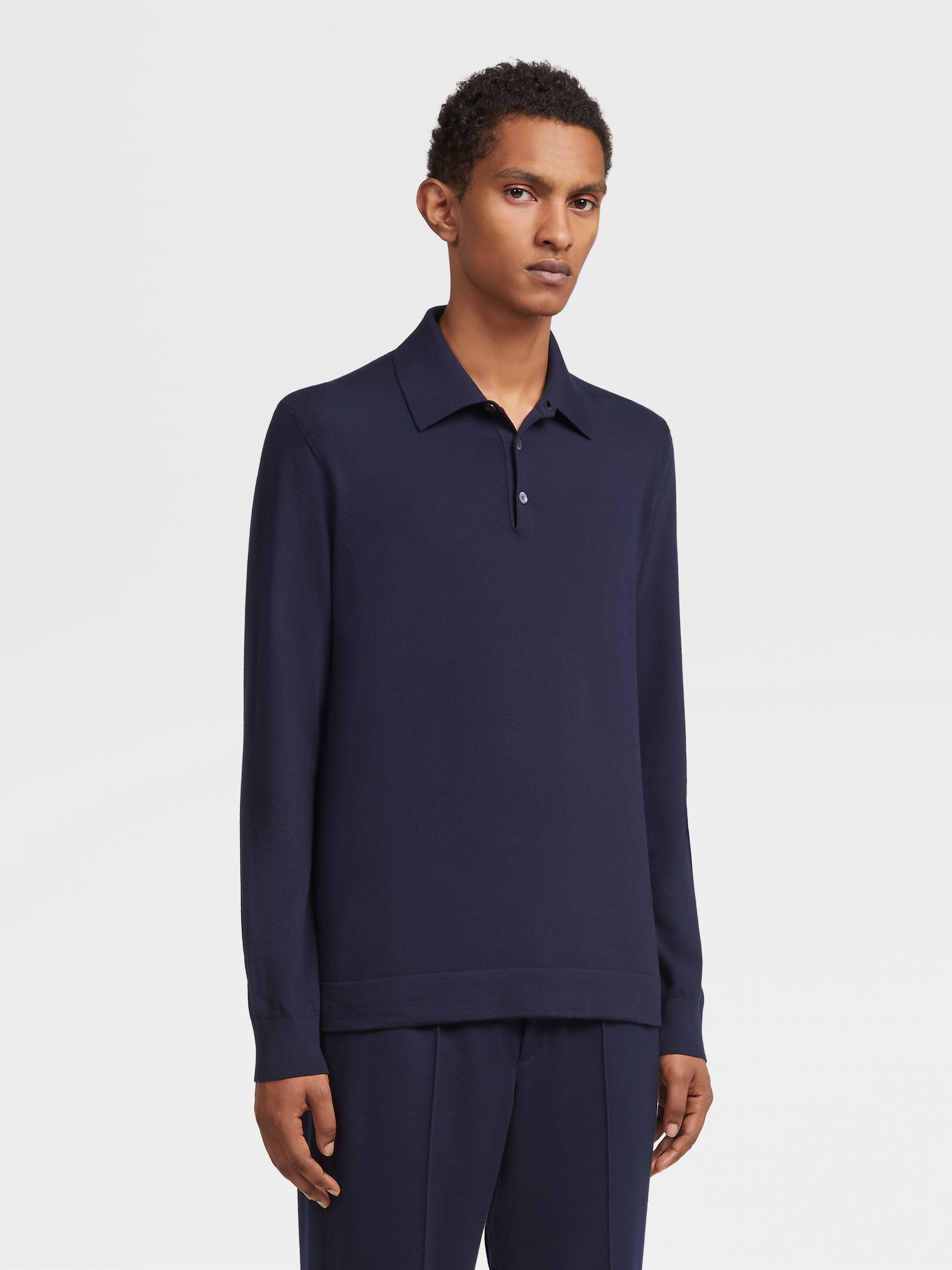 Navy Blue 12milmil12 Wool Polo Shirt Product detail photo #1