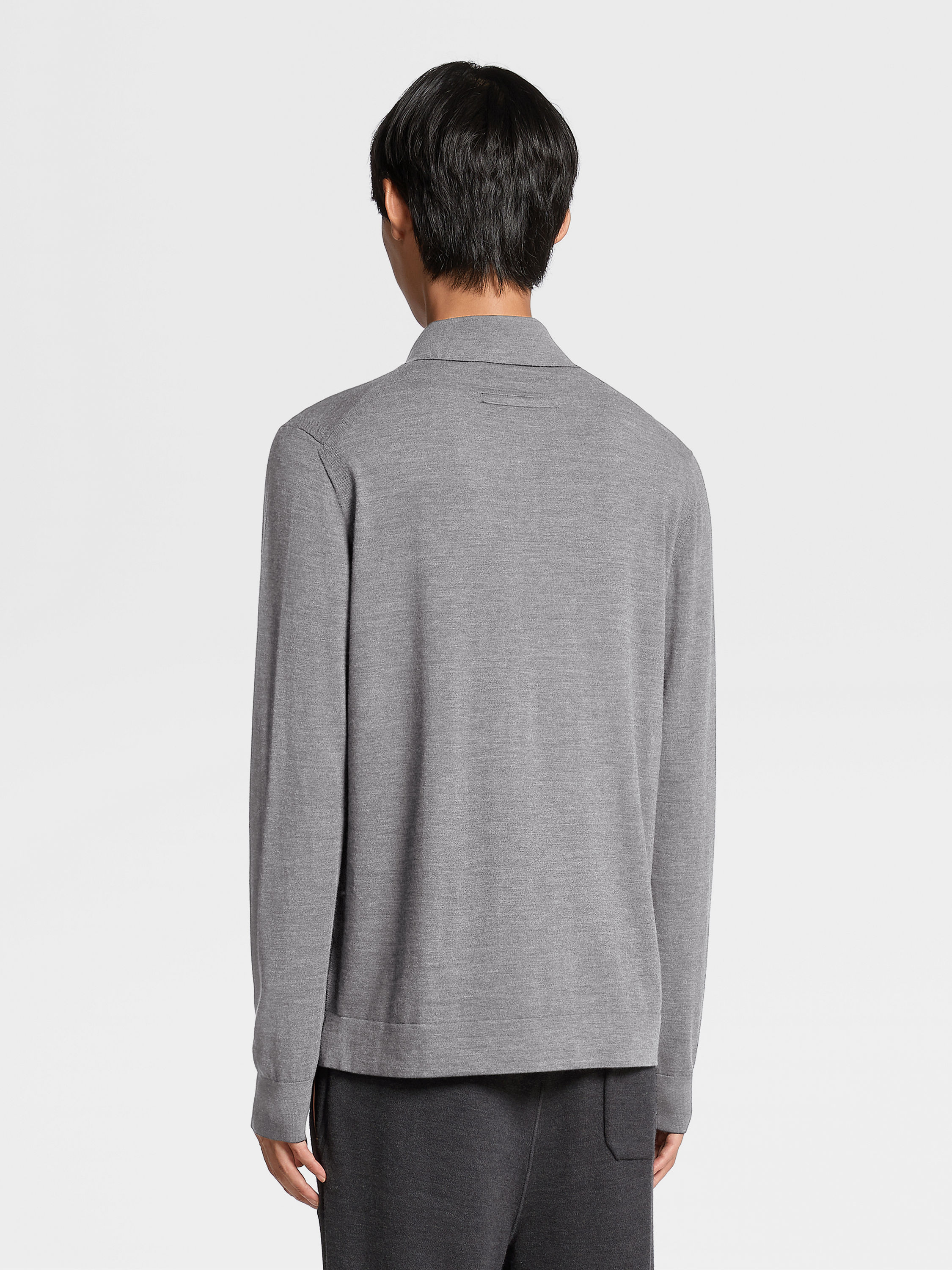 Grey Mélange 12milmil12 Wool Polo Shirt Product detail photo #2