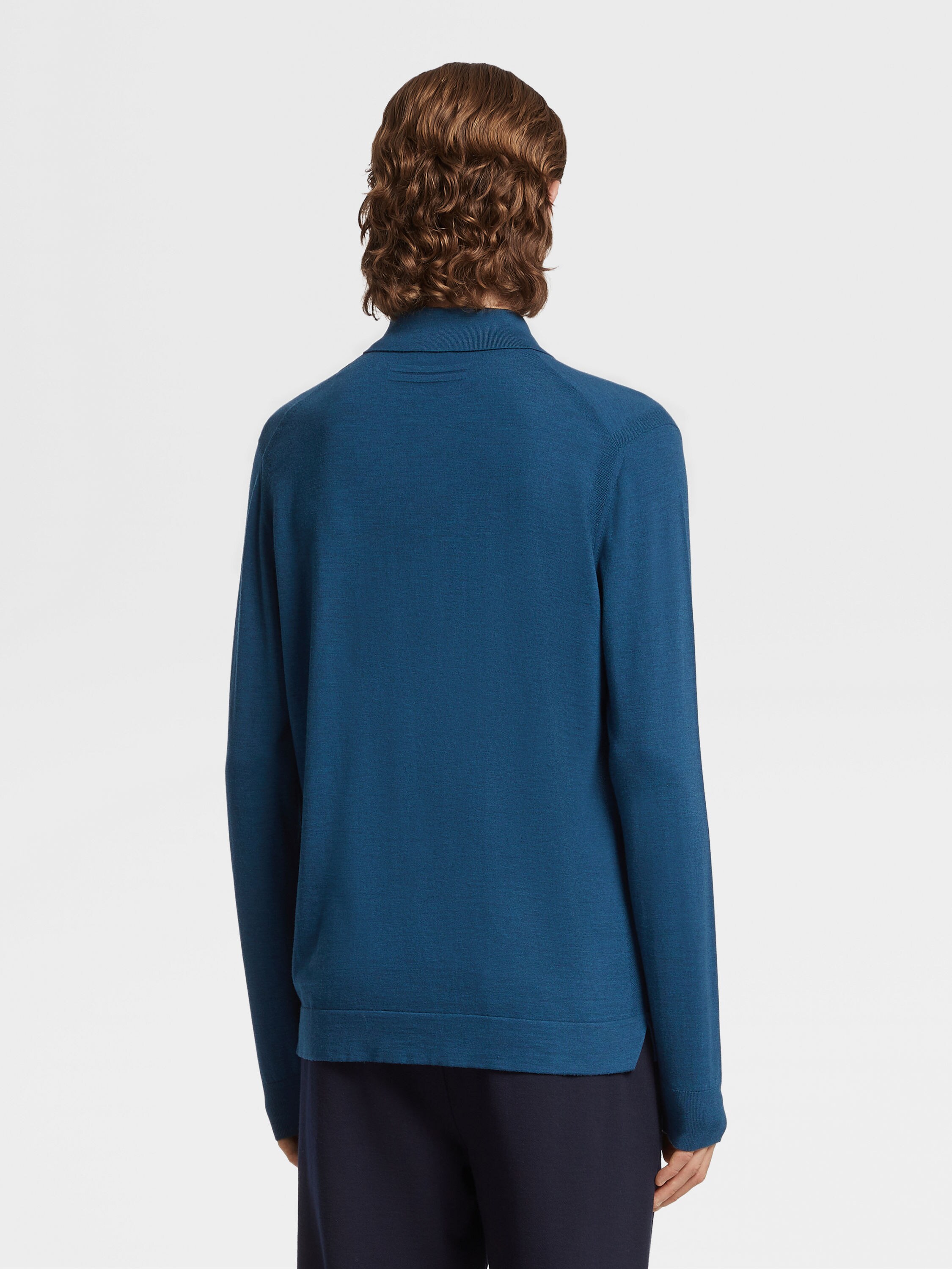 Teal Blue 12milmil12 Wool Polo Shirt Product detail photo #2