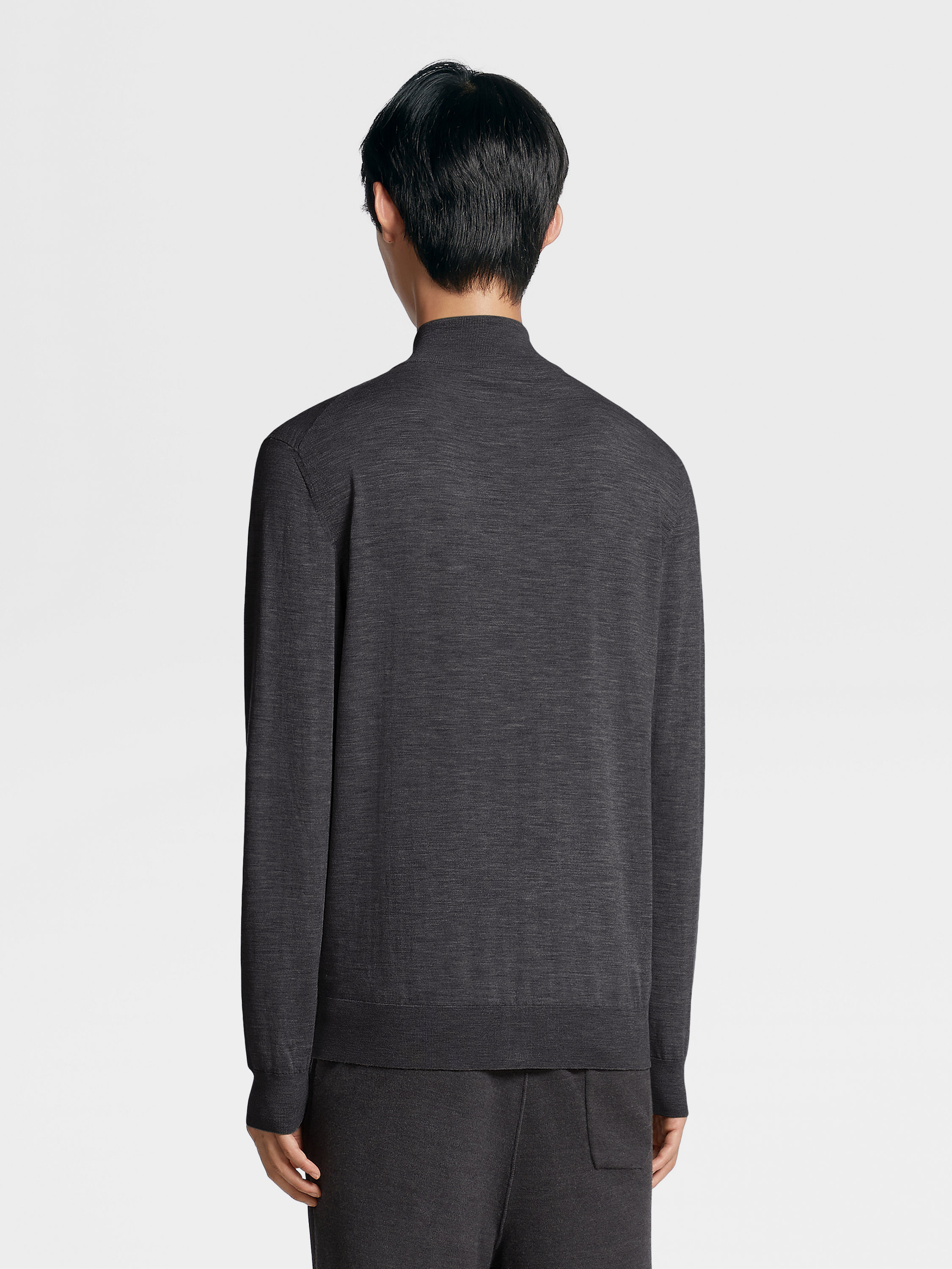 Dark Grey 12milmil12 Wool Full Zip Sweatshirt Product detail photo #2