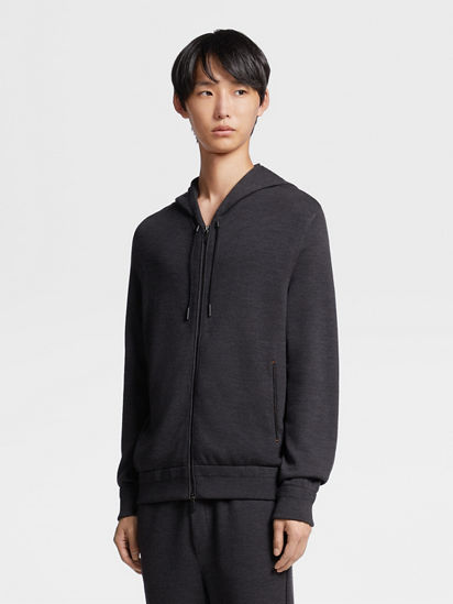 Wool full zip online hoodie