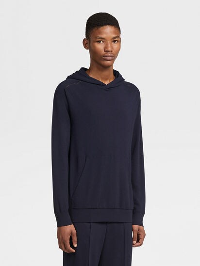 Navy Blue 12milmil12 Wool Hoodie FW25 23201163 | Zegna KR