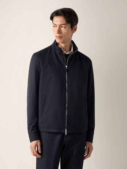 Navy Blue Microfiber Motorin 100cc Blouson FW26 39300397 | Zegna SE
