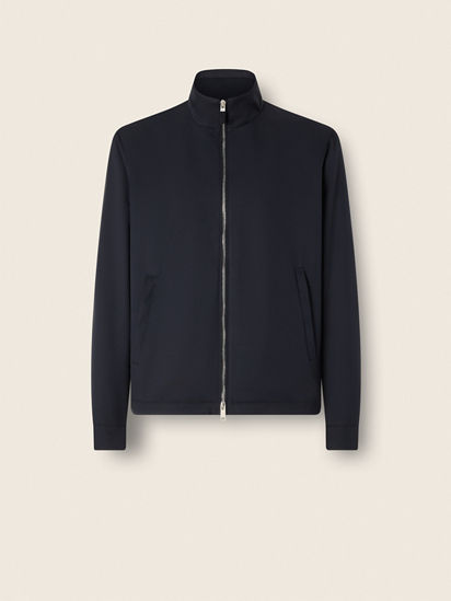 Navy Blue Microfiber Motorin 100cc Blouson FW26 39300397 | Zegna LT