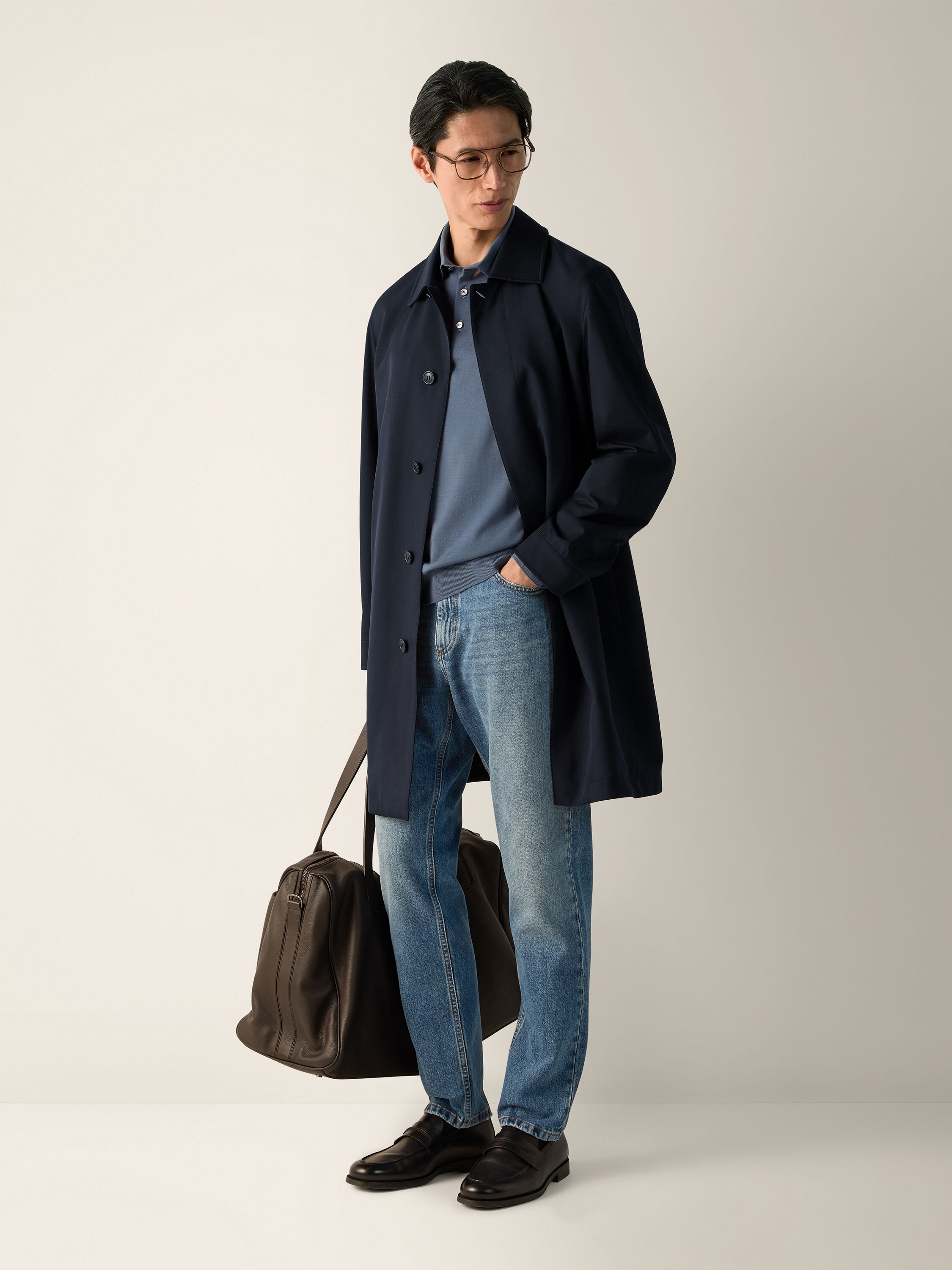 Navy Blue Microfiber Motorin 300cc Raincoat Product detail photo #1