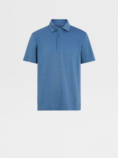 Blue Cotton and Silk Polo Shirt FW23 27090556