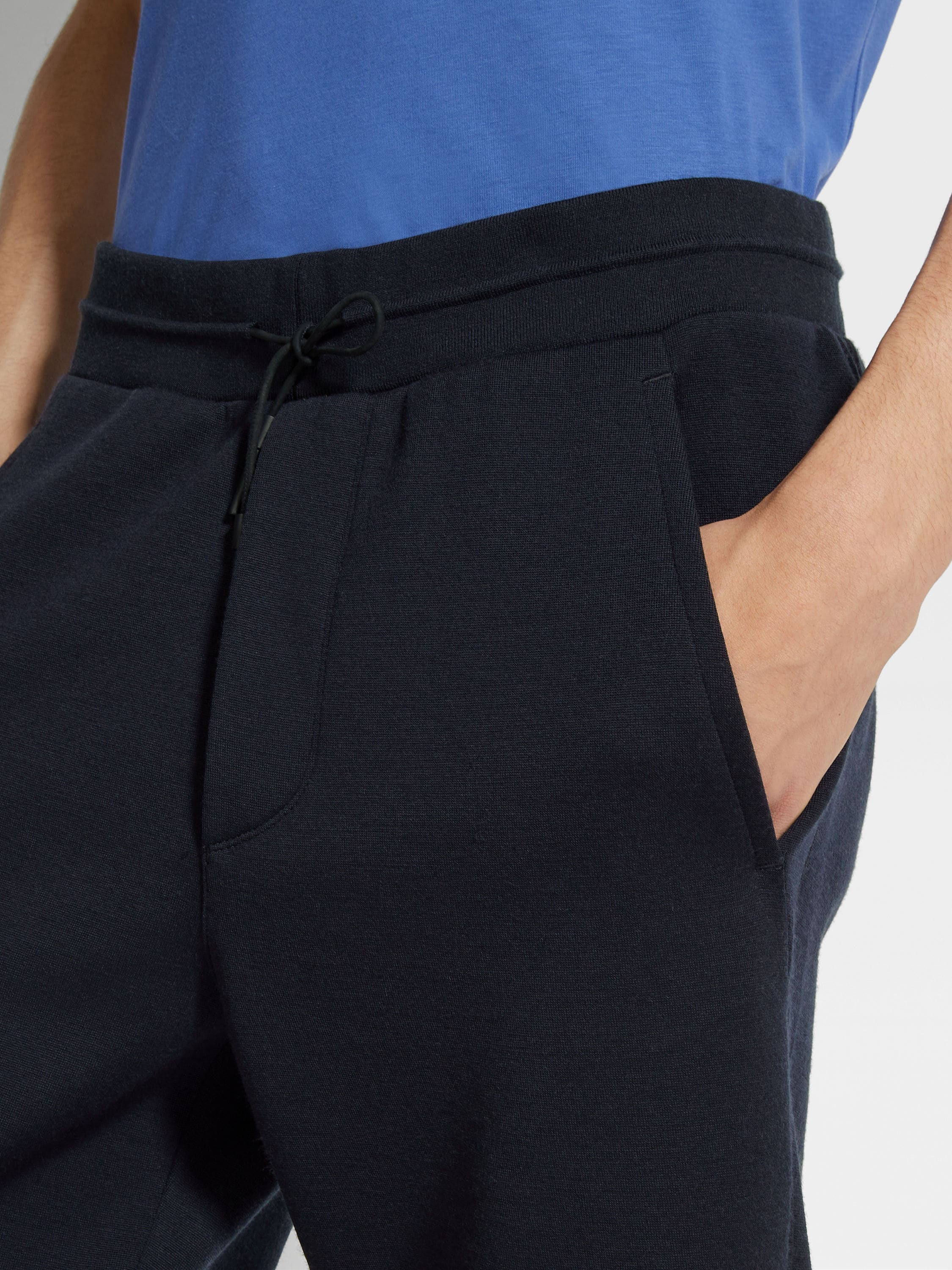 Navy Blue High Performance™ Wool Blend Joggers Product detail photo #1