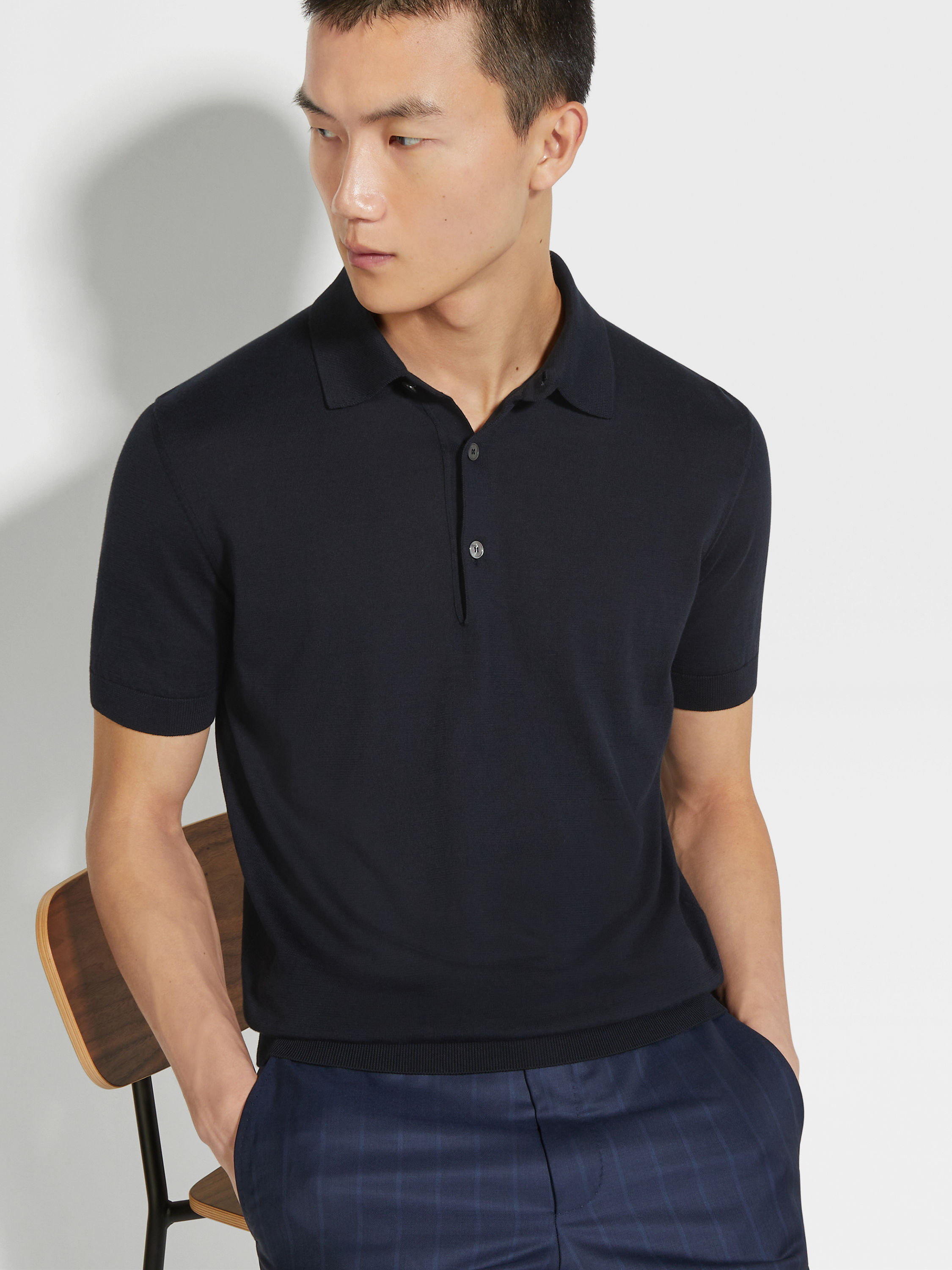 Navy Blue Premium Cotton Polo Shirt Product detail photo #2
