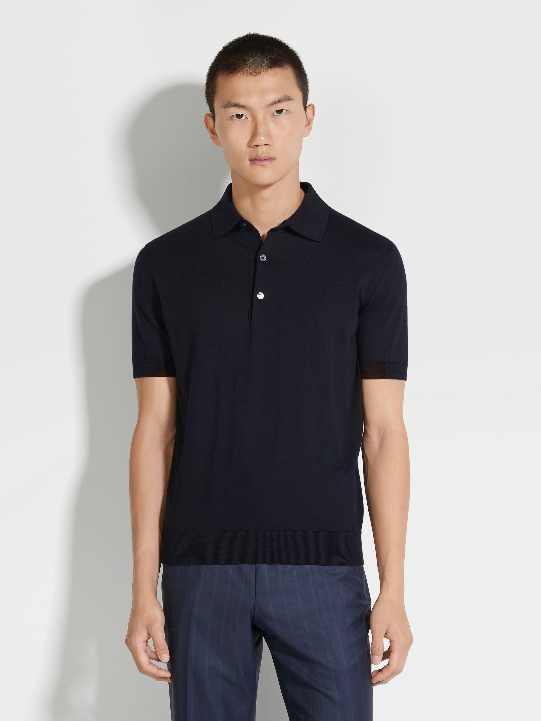 Navy Blue Premium Cotton Polo Shirt Product detail photo #3