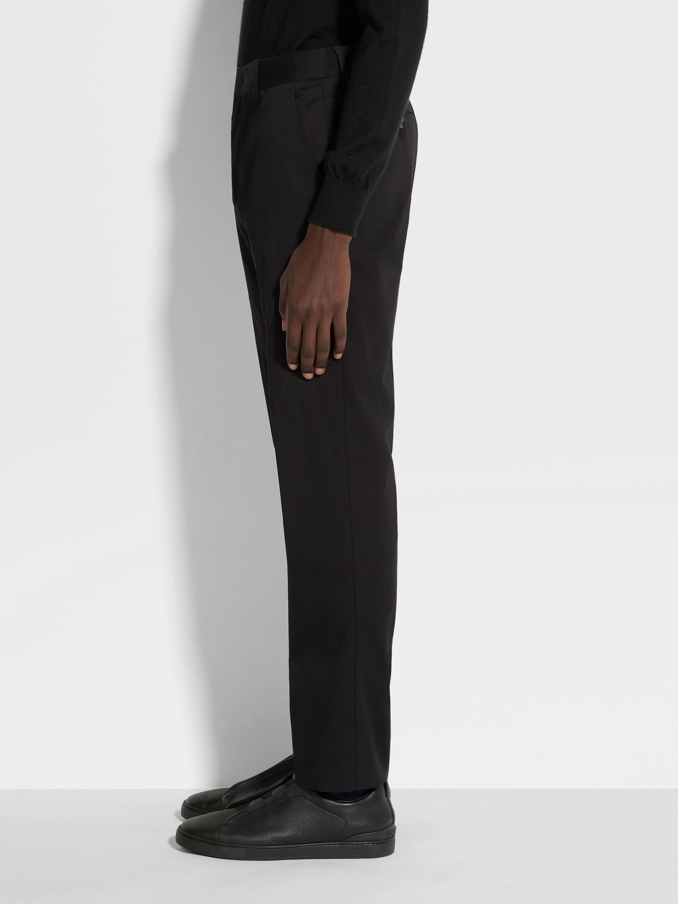 Pantalon en Coton Extensible Noir Photo #2 de détail du produit