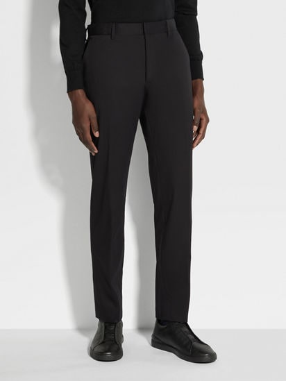 Black stretch waist trousers hotsell