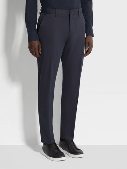 Navy Blue Stretch Cotton Pants SS25 22275733 | Zegna US Navy Blue Stretch Cotton Pants SS25 22275733 | Zegna US