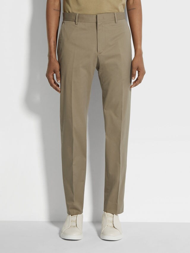 Light Brown Stretch Cotton Pants Product detail photo #3