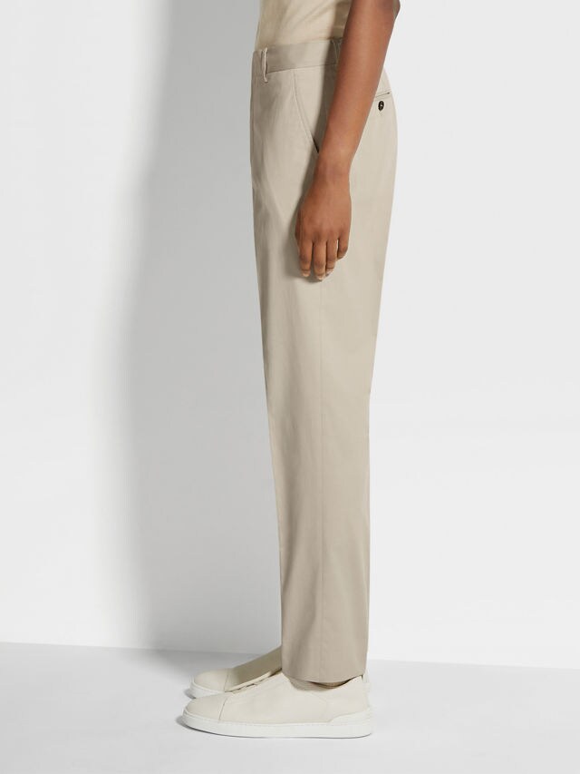 Off White Stretch Cotton Pants Product detail photo #2