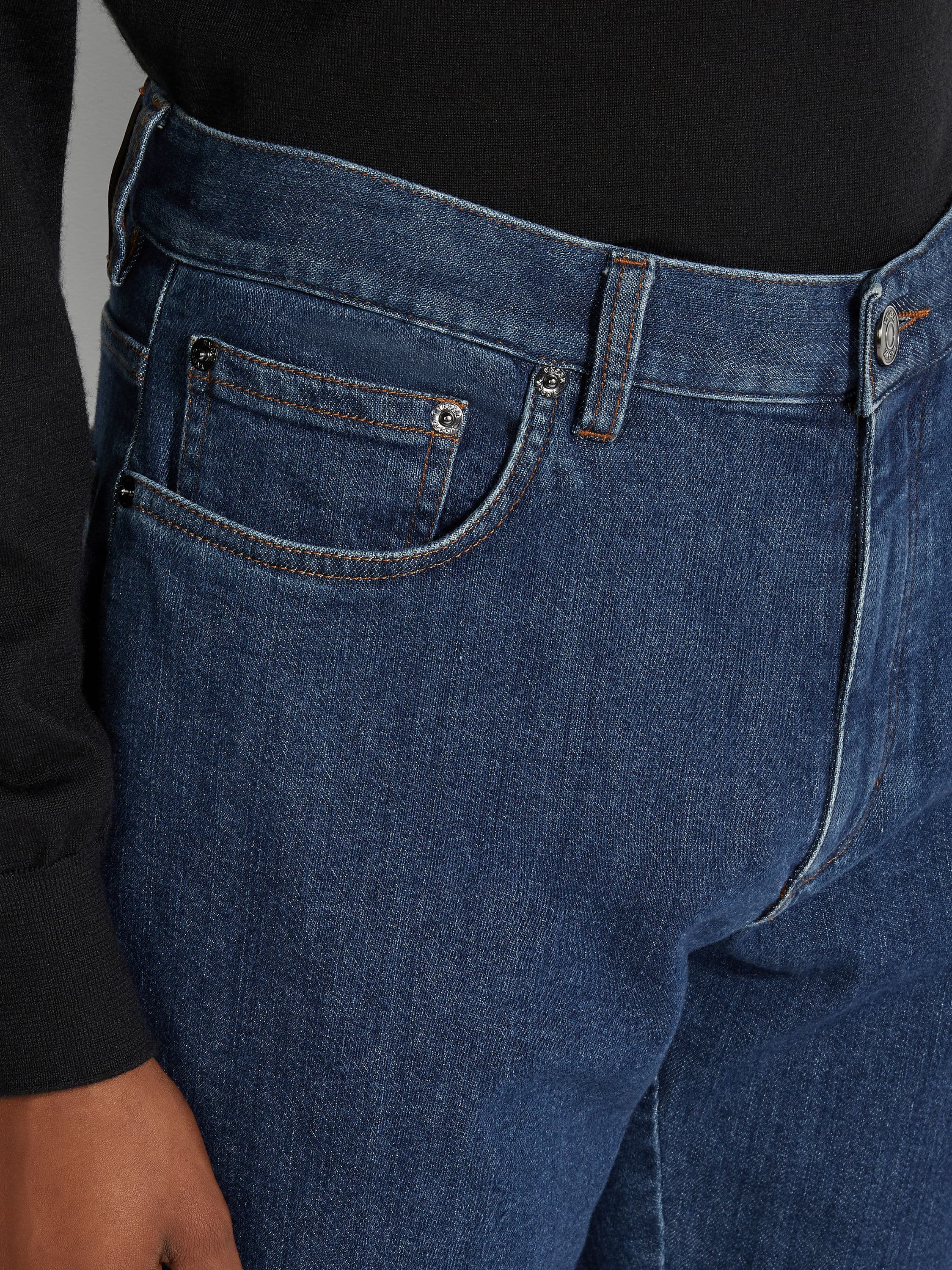 Jeans Roccia in Cotone Elasticizzato Stone Wash Blu Foto #1 di dettaglio del prodotto