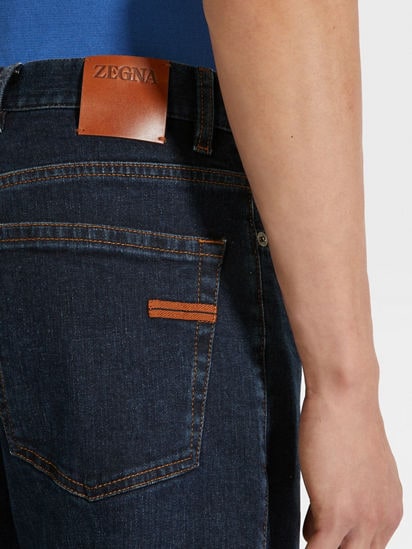 Dark Blue Rinse-washed Stretch Cotton Roccia Jeans SS25 Dark Blue Rinse-washed Stretch Cotton Roccia Jeans SS25