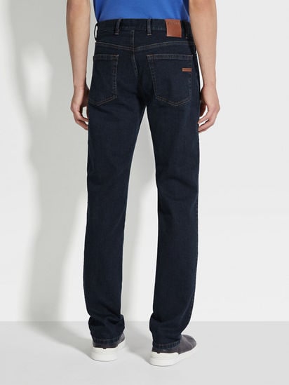 Dark Blue Rinse-washed Stretch Cotton Roccia Jeans SS25 Dark Blue Rinse-washed Stretch Cotton Roccia Jeans SS25