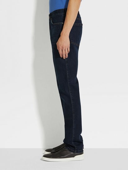Dark Blue Rinse-washed Stretch Cotton Roccia Jeans SS25 Dark Blue Rinse-washed Stretch Cotton Roccia Jeans SS25