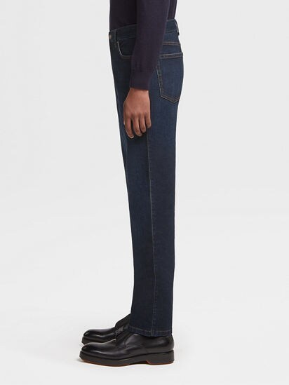 Dark Blue Stone-washed Cotton Roccia Jeans SS25 22504674